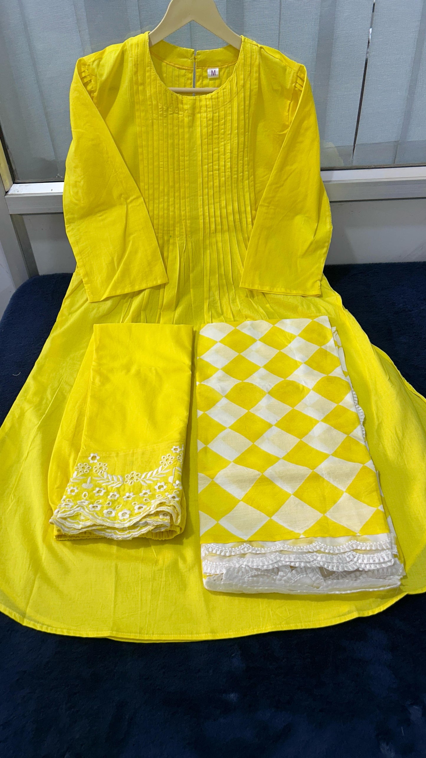 Lemon Color  Kurta With  Heavy  Embroidered Pants & Malmal Dupatta