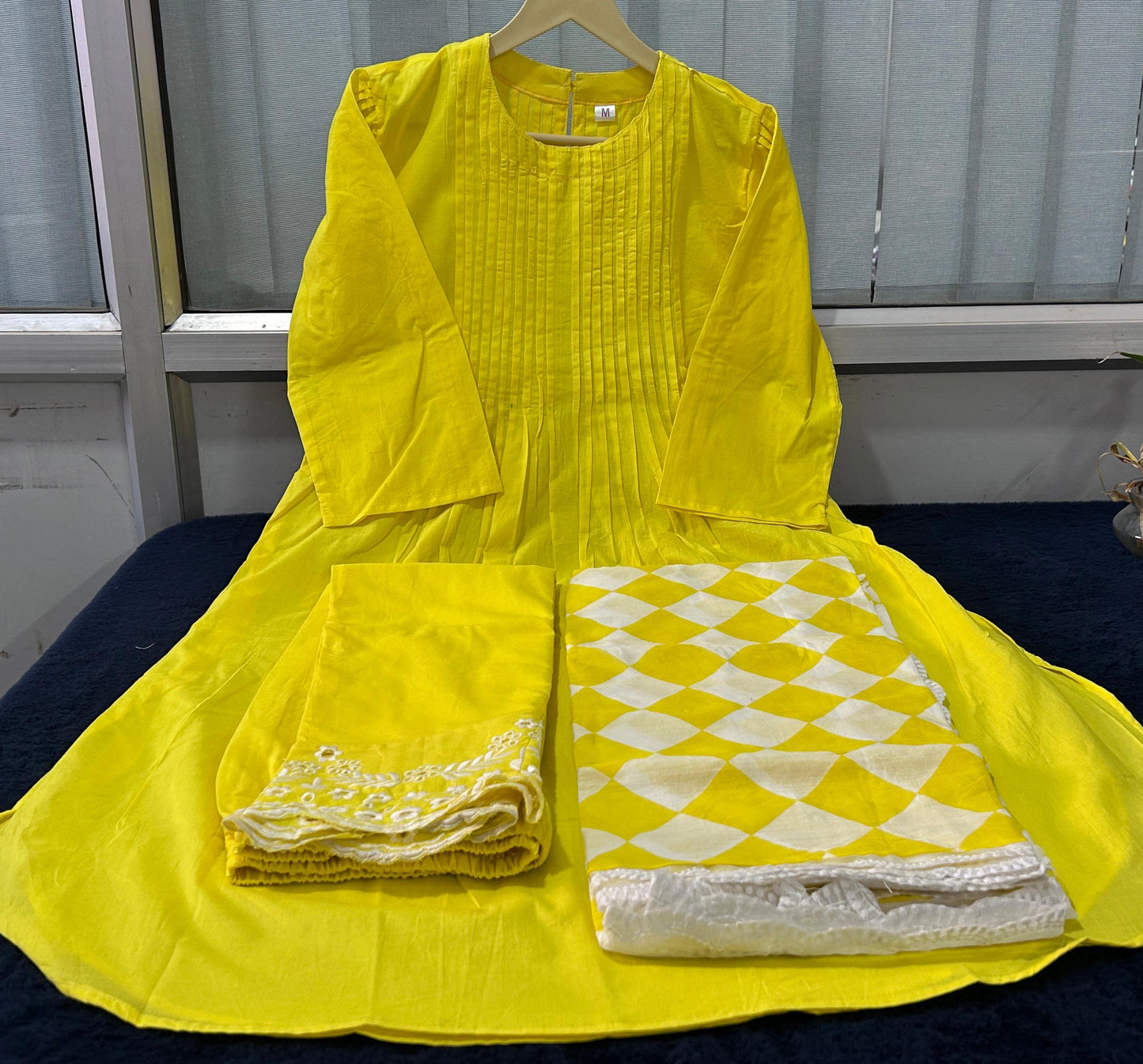 Lemon Color  Kurta With  Heavy  Embroidered Pants & Malmal Dupatta