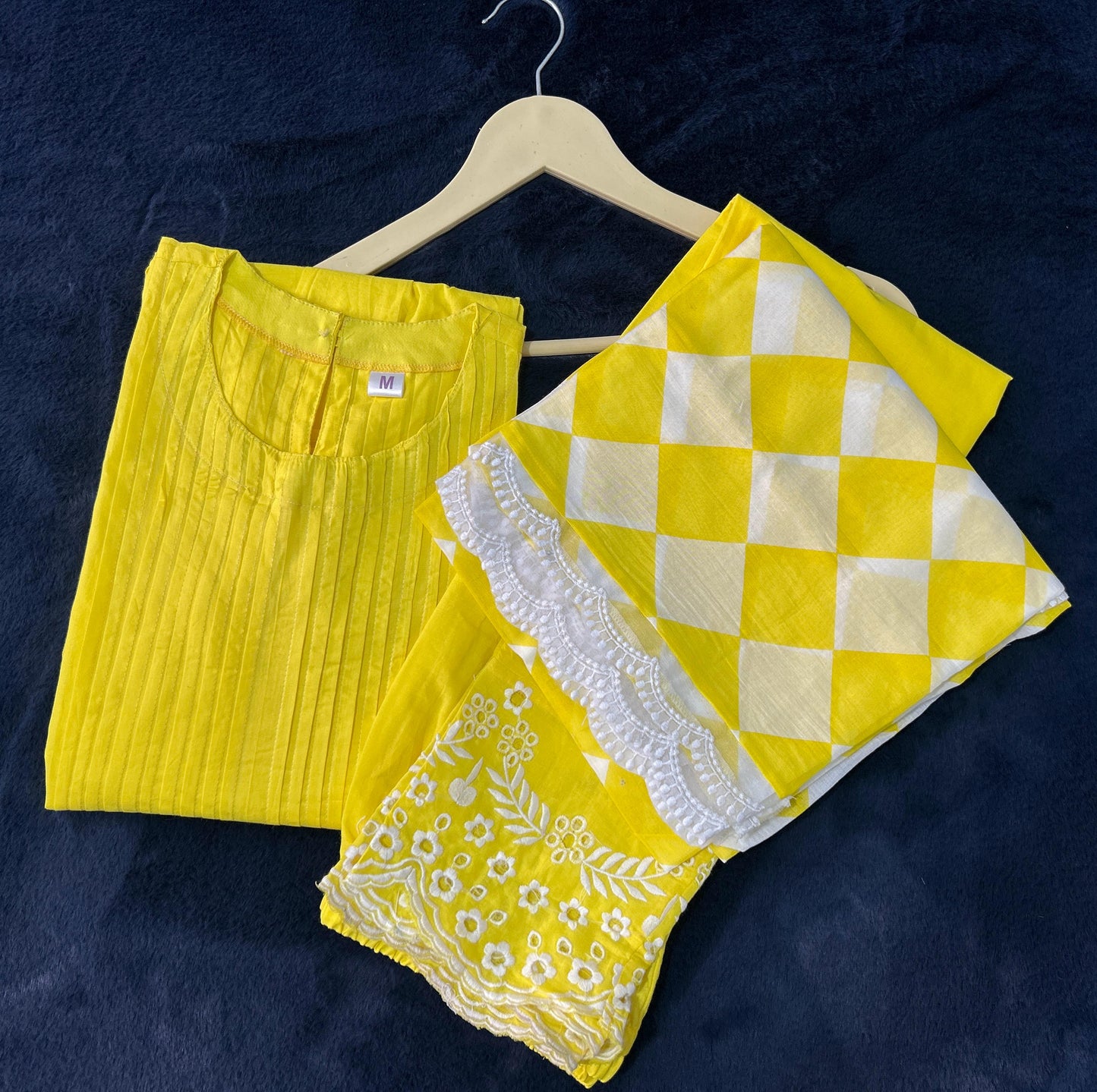 Lemon Color  Kurta With  Heavy  Embroidered Pants & Malmal Dupatta