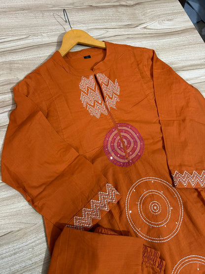 Cotton Kurta, Pant and Dupatta Set